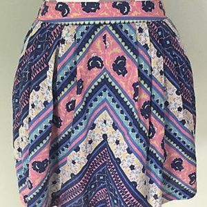 FREE PEOPLE Pink Blue White Geometric Pleated Elas